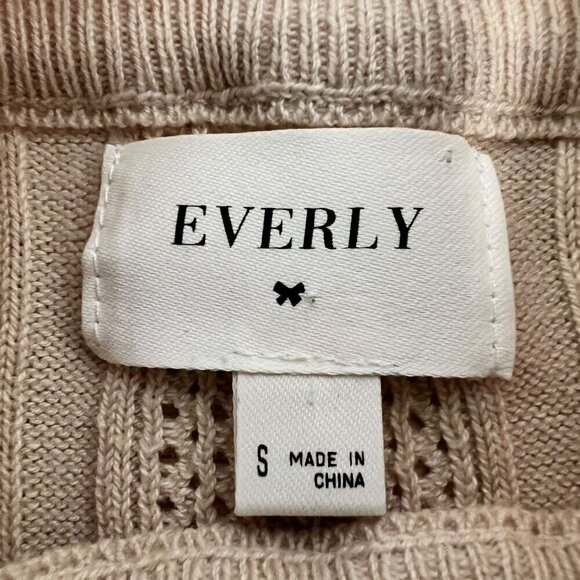 Everly Mock Neck Long Sleeve Beige Sweater Womens Size Medium Ruffle - Picture 9 of 9